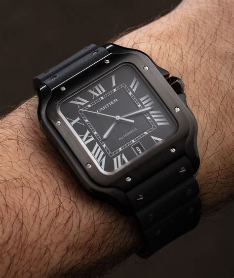 cartier black face watch|cartier santos black strap.